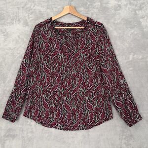 Talbots Women's Long Sleeve  V-Neck Floral Blouse Size Small